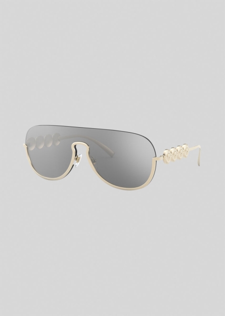 Ochelari de Soare Versace Versace Pale Gold Signature Medusa Visor Dama | VXJEUSG-16